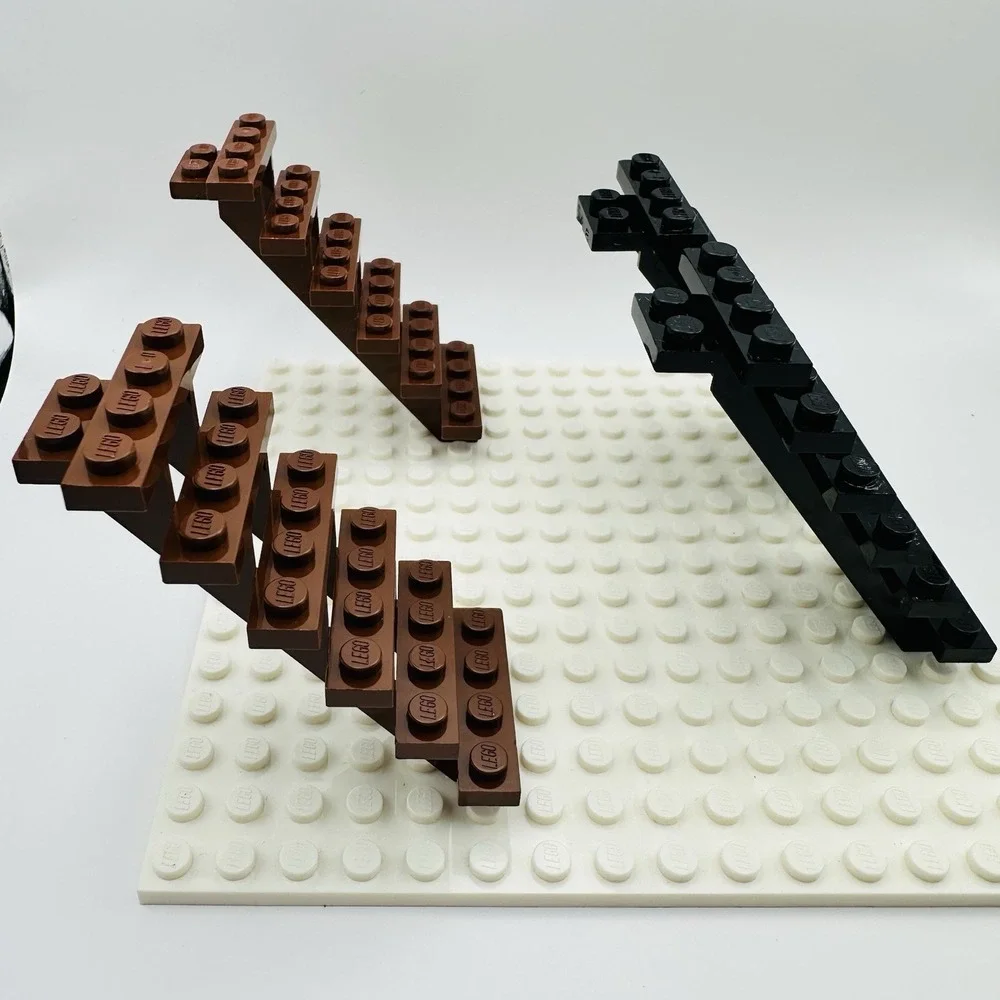Lego Lot of 2 Brown & 2 Black Steps Stairs 30134 7x4x6 Straight Open Pre-owned‎